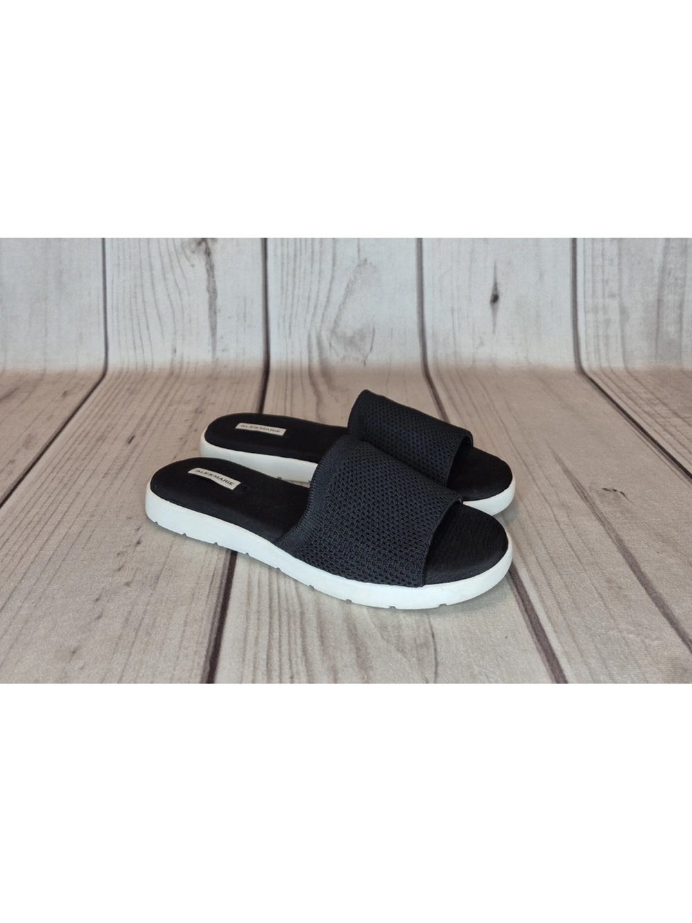 Alex Marie Women's Size 6M Casperi Black Stretch Knit Slide Sandals